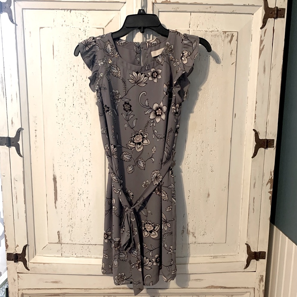 Loft; like new, dusty purple and floral XSP dress
